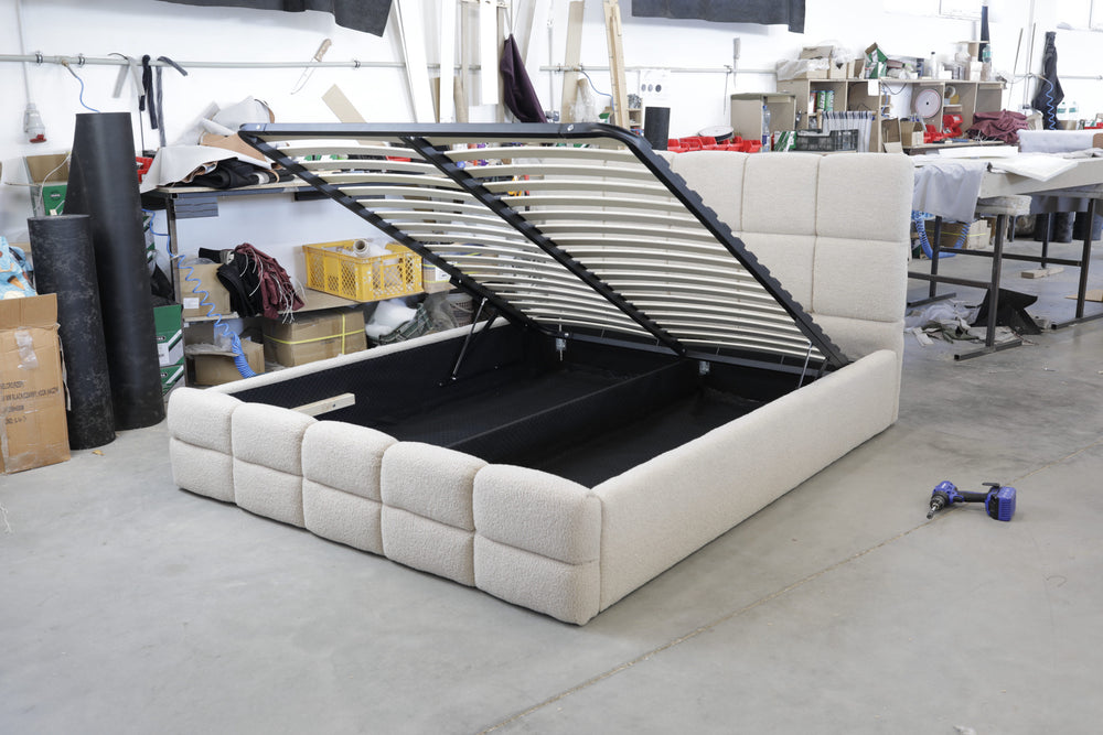 Lit Coffre Quattro Tête de Lit à Carreaux Capitonnés