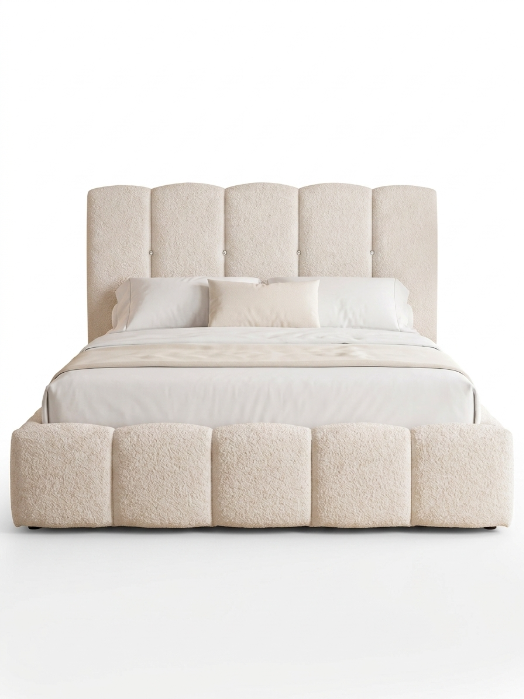 Lit Coffre Lovea Tête de Lit Capitonnée à Boutons